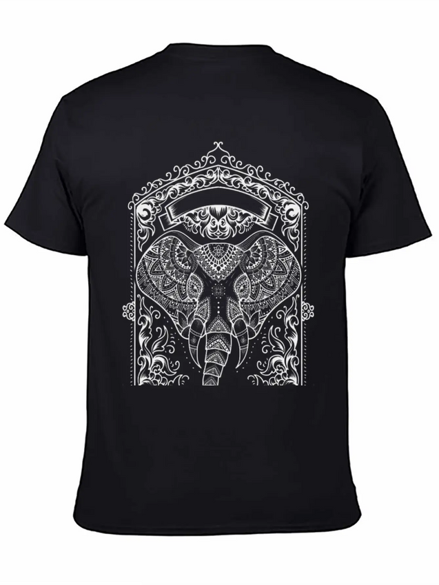 Boho Elephant Design Lightweight Cotton T-Shirt – Daily Comfort Graphic Shirt