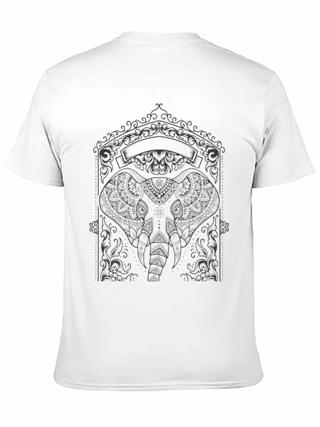 Boho Elephant Design Lightweight Cotton T-Shirt – Daily Comfort Graphic Shirt