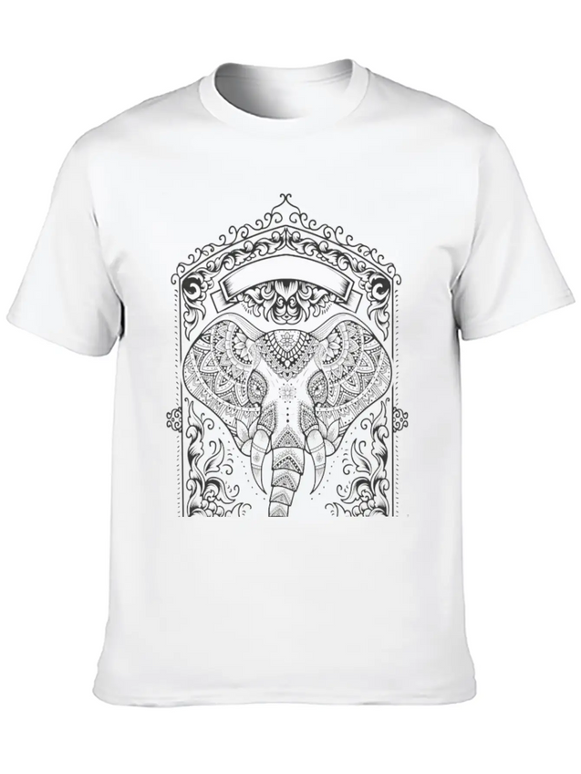 Boho Elephant Design Lightweight Cotton T-Shirt – Daily Comfort Graphic Shirt