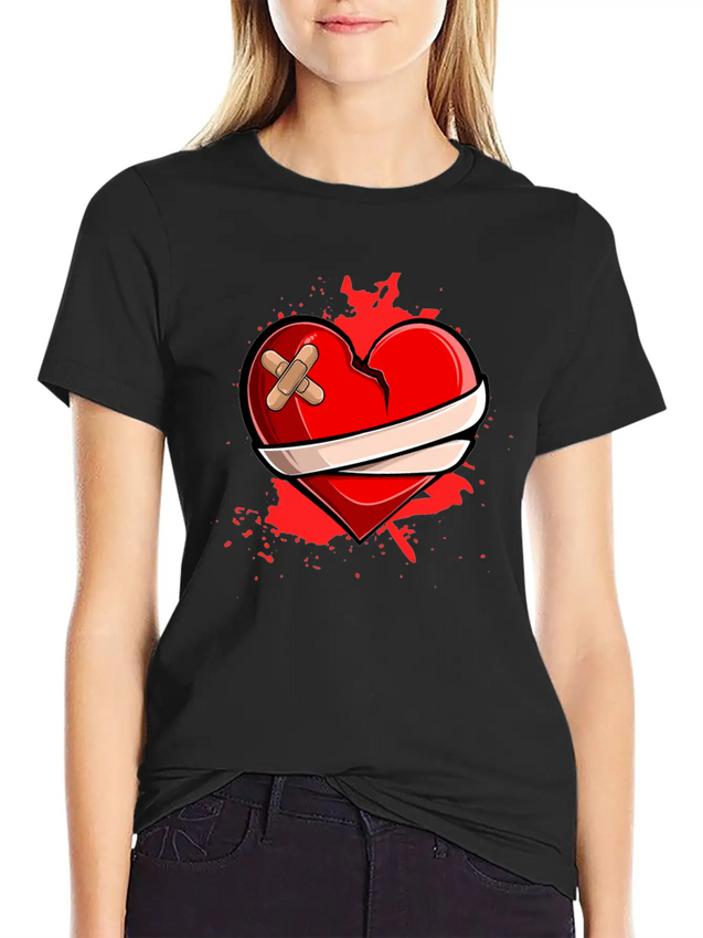 Broken Heart Breakup Divorce Ex Couple Lightweight Cotton T-Shirt – Daily Comfort Graphic Shirt