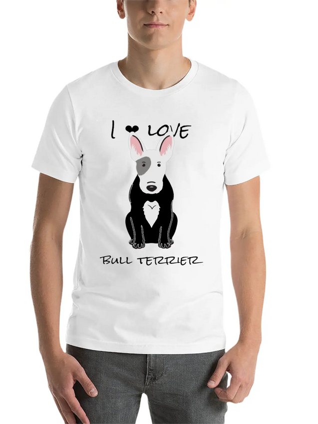 Bull Terrier T ShirtI Love Bull Terrier DOGS Lightweight Cotton T-Shirt – Daily Comfort Graphic Shirt