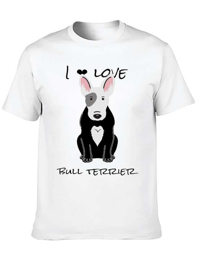 Bull Terrier T ShirtI Love Bull Terrier DOGS Lightweight Cotton T-Shirt – Daily Comfort Graphic Shirt
