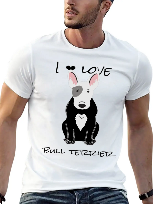 Bull Terrier T ShirtI Love Bull Terrier DOGS Lightweight Cotton T-Shirt – Daily Comfort Graphic Shirt