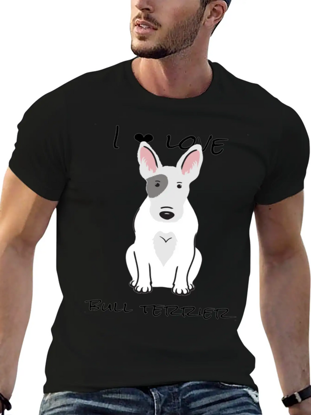 Bull Terrier T ShirtI Love Bull Terrier DOGS Lightweight Cotton T-Shirt – Daily Comfort Graphic Shirt