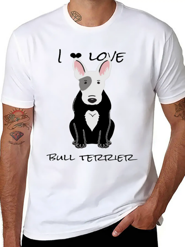 Bull Terrier T ShirtI Love Bull Terrier DOGS Lightweight Cotton T-Shirt – Daily Comfort Graphic Shirt