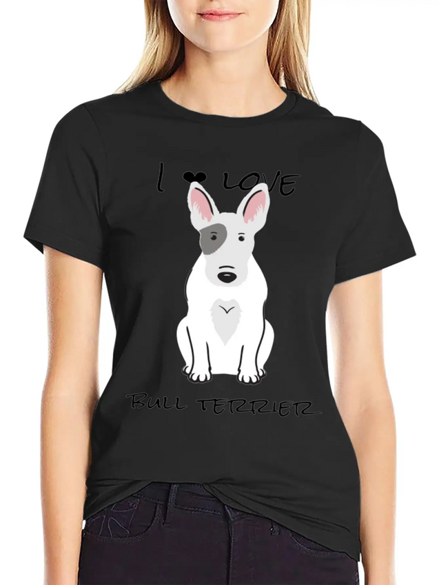 Bull Terrier T ShirtI Love Bull Terrier DOGS Lightweight Cotton T-Shirt – Daily Comfort Graphic Shirt