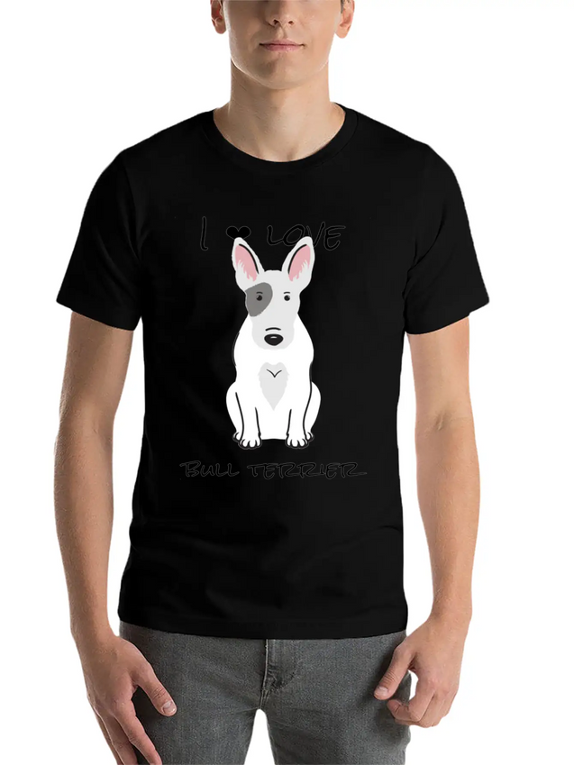 Bull Terrier T ShirtI Love Bull Terrier DOGS Lightweight Cotton T-Shirt – Daily Comfort Graphic Shirt