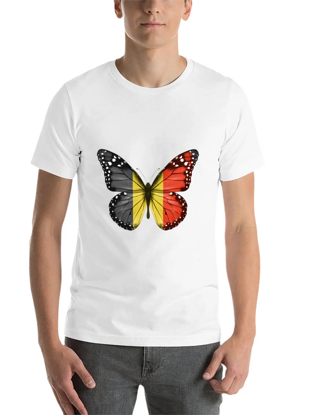 Butterfly Flag Of Belgium Lightweight Cotton T-Shirt – Daily Comfort Graphic Shirt
