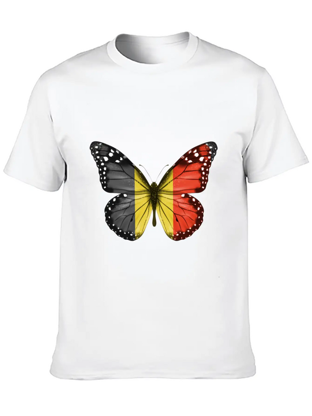 Butterfly Flag Of Belgium Lightweight Cotton T-Shirt – Daily Comfort Graphic Shirt