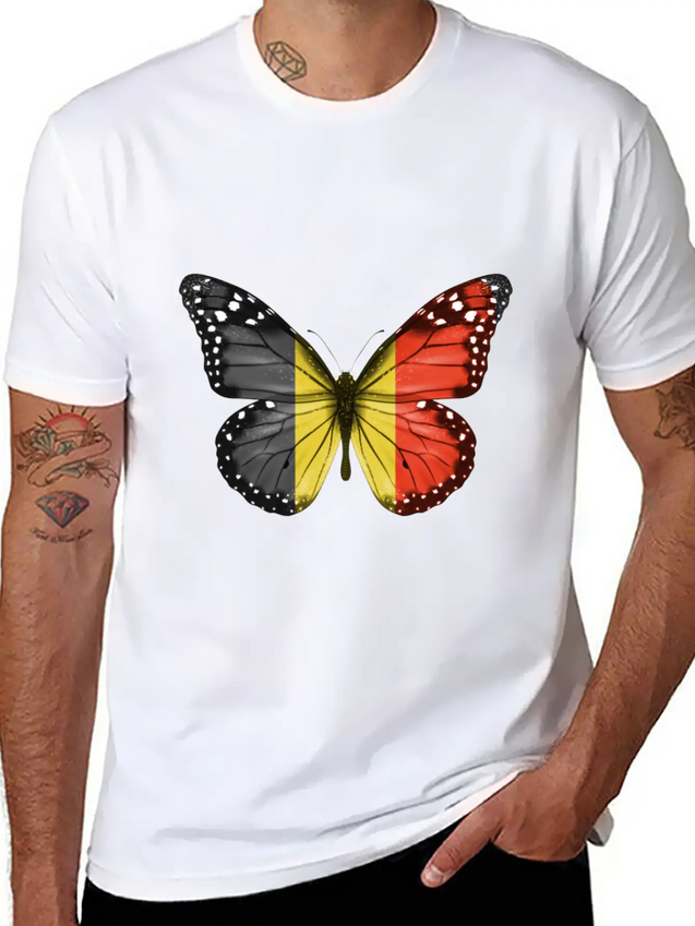 Butterfly Flag Of Belgium Lightweight Cotton T-Shirt – Daily Comfort Graphic Shirt