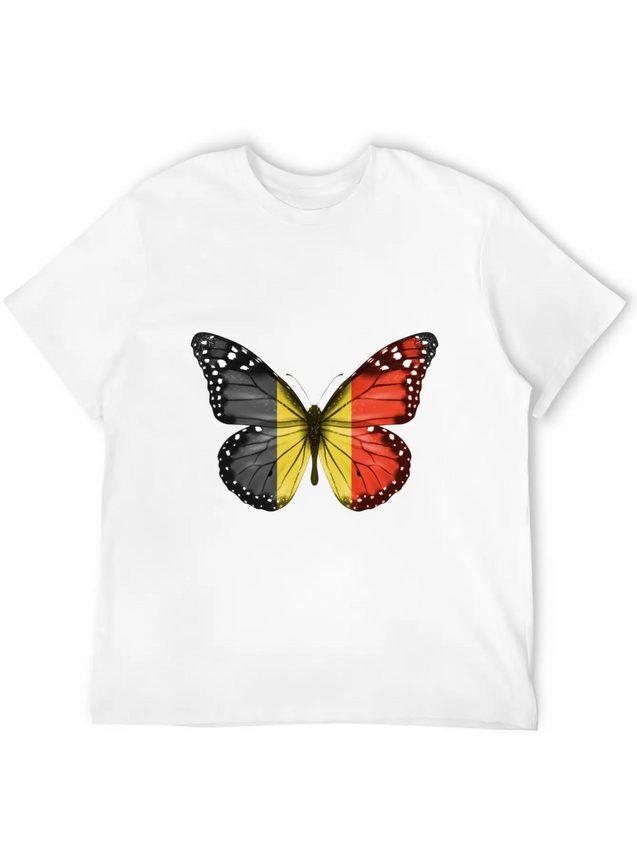 Butterfly Flag Of Belgium Lightweight Cotton T-Shirt – Daily Comfort Graphic Shirt