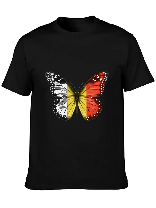 Butterfly Flag Of Belgium Lightweight Cotton T-Shirt – Daily Comfort Graphic Shirt