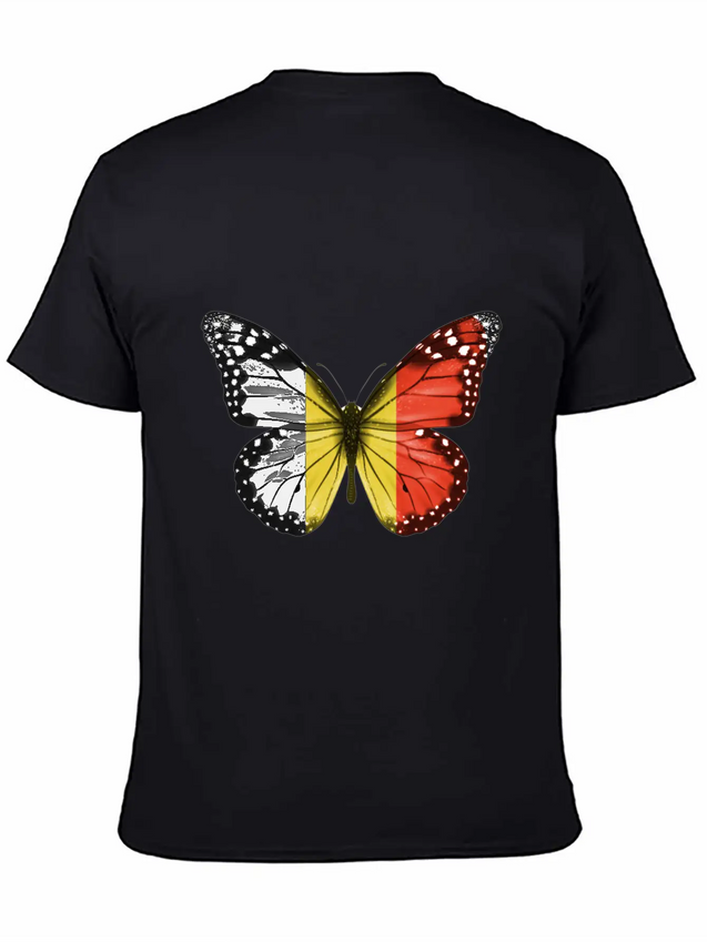 Butterfly Flag Of Belgium Lightweight Cotton T-Shirt – Daily Comfort Graphic Shirt
