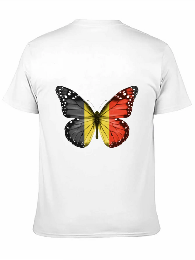 Butterfly Flag Of Belgium Lightweight Cotton T-Shirt – Daily Comfort Graphic Shirt