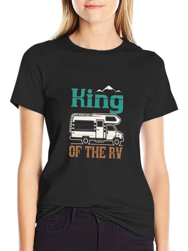 Camping Funny Camping For Men King Of The RV Campe Lightweight Cotton T-Shirt – Daily Comfort Graphic Shirt