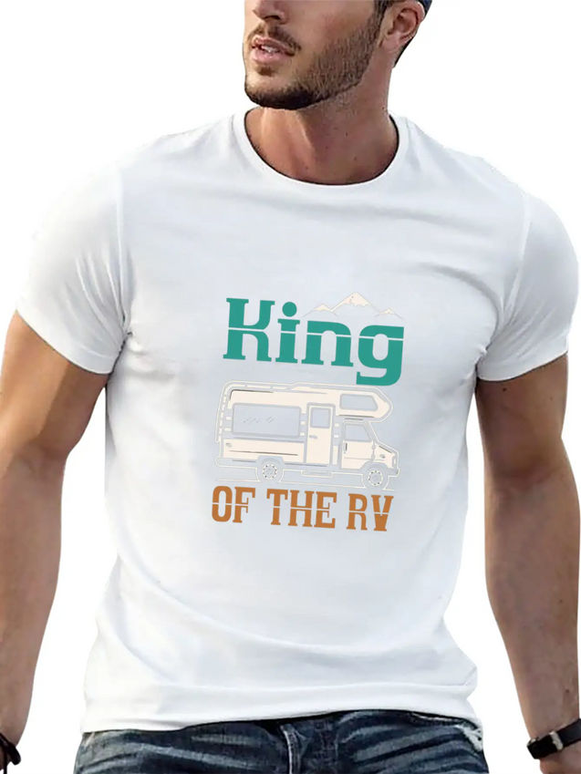 Camping Funny Camping For Men King Of The RV Campe Lightweight Cotton T-Shirt – Daily Comfort Graphic Shirt