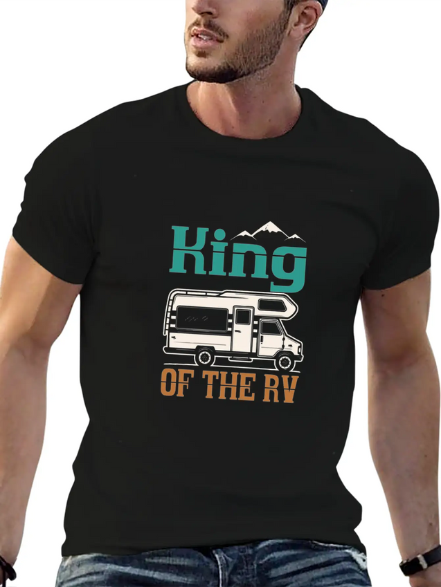 Camping Funny Camping For Men King Of The RV Campe Lightweight Cotton T-Shirt – Daily Comfort Graphic Shirt