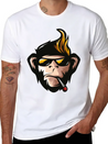 Cartoon Monkey Head Fun Animal Wildlife Streetwear Lightweight Cotton T-Shirt – Daily Comfort Graphic Shirt