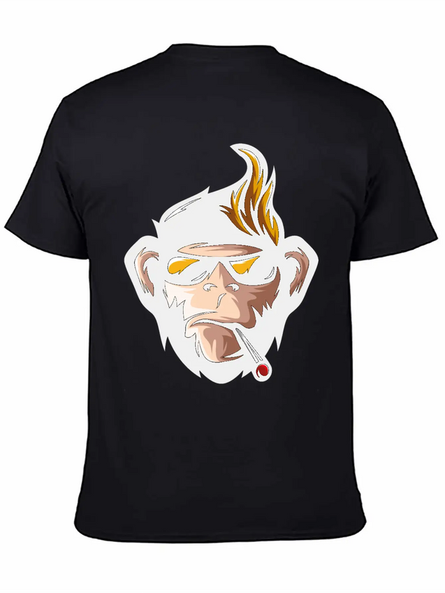 Cartoon Monkey Head Fun Animal Wildlife Streetwear Lightweight Cotton T-Shirt – Daily Comfort Graphic Shirt