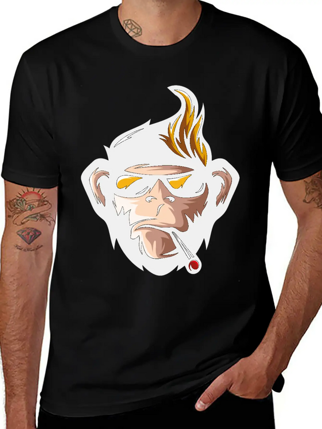 Cartoon Monkey Head Fun Animal Wildlife Streetwear Lightweight Cotton T-Shirt – Daily Comfort Graphic Shirt