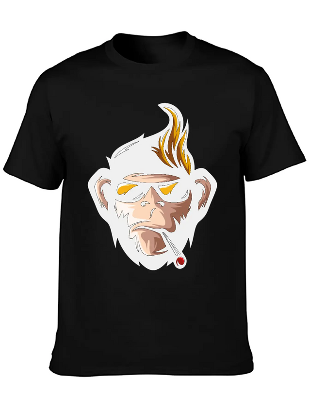 Cartoon Monkey Head Fun Animal Wildlife Streetwear Lightweight Cotton T-Shirt – Daily Comfort Graphic Shirt