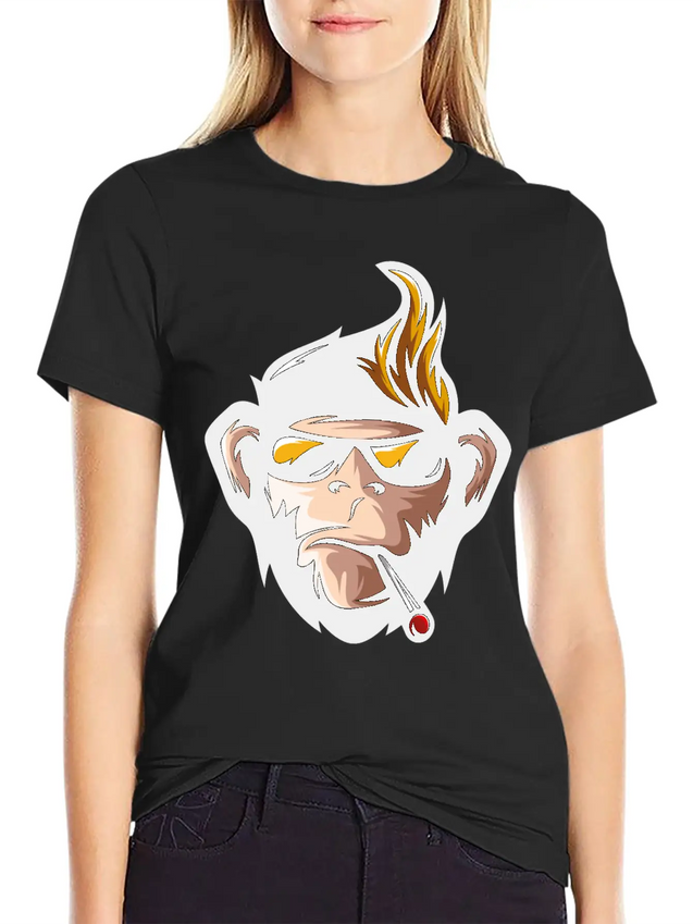 Cartoon Monkey Head Fun Animal Wildlife Streetwear Lightweight Cotton T-Shirt – Daily Comfort Graphic Shirt