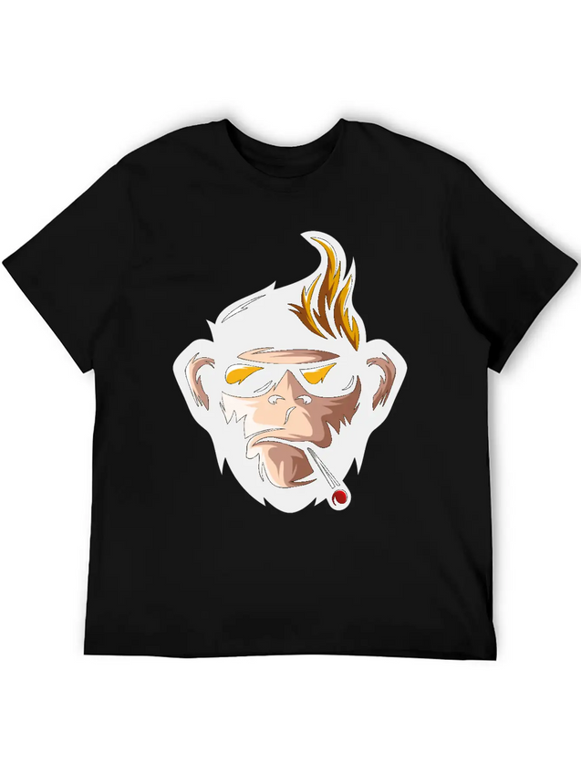 Cartoon Monkey Head Fun Animal Wildlife Streetwear Lightweight Cotton T-Shirt – Daily Comfort Graphic Shirt