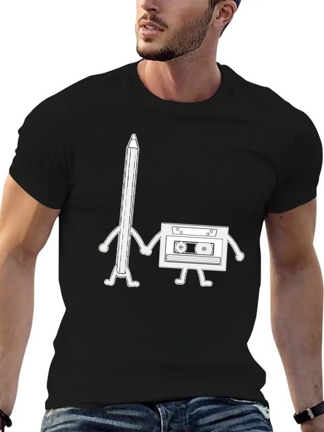 Cassette Pencil Cassette Floppy Disk Retro Gift Lightweight Cotton T-Shirt – Daily Comfort Graphic Shirt