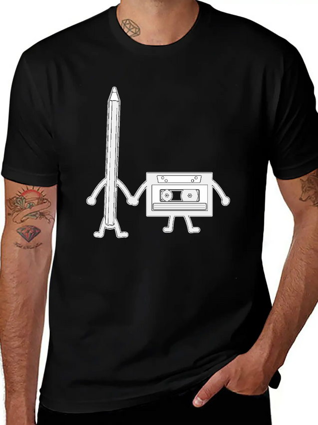 Cassette Pencil Cassette Floppy Disk Retro Gift Lightweight Cotton T-Shirt – Daily Comfort Graphic Shirt