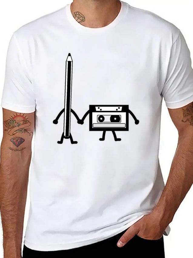 Cassette Pencil Cassette Floppy Disk Retro Gift Lightweight Cotton T-Shirt – Daily Comfort Graphic Shirt