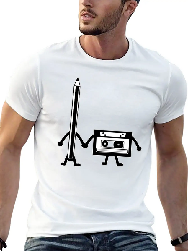 Cassette Pencil Cassette Floppy Disk Retro Gift Lightweight Cotton T-Shirt – Daily Comfort Graphic Shirt