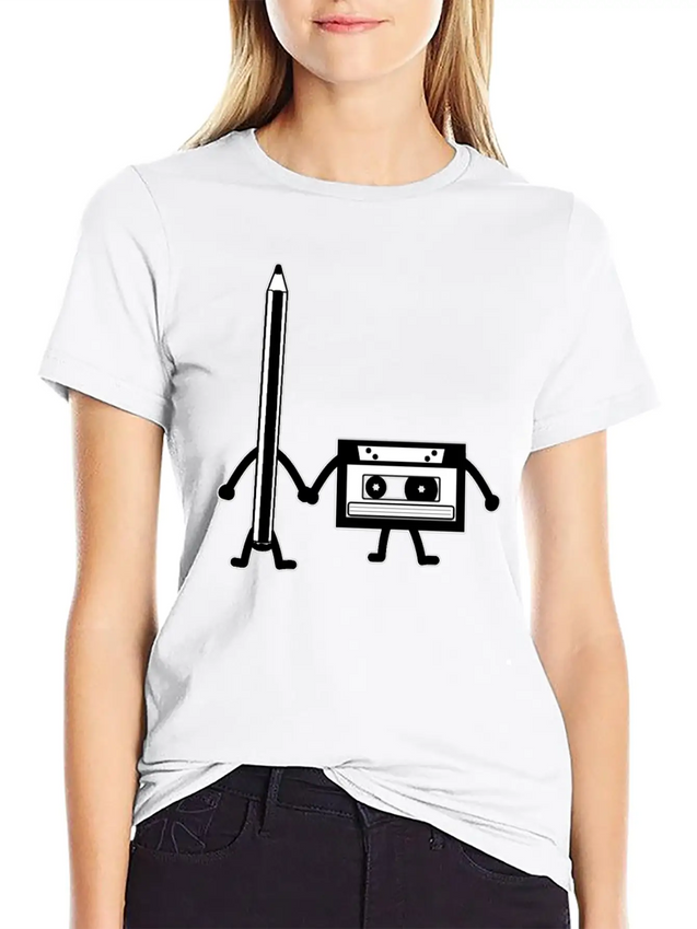 Cassette Pencil Cassette Floppy Disk Retro Gift Lightweight Cotton T-Shirt – Daily Comfort Graphic Shirt