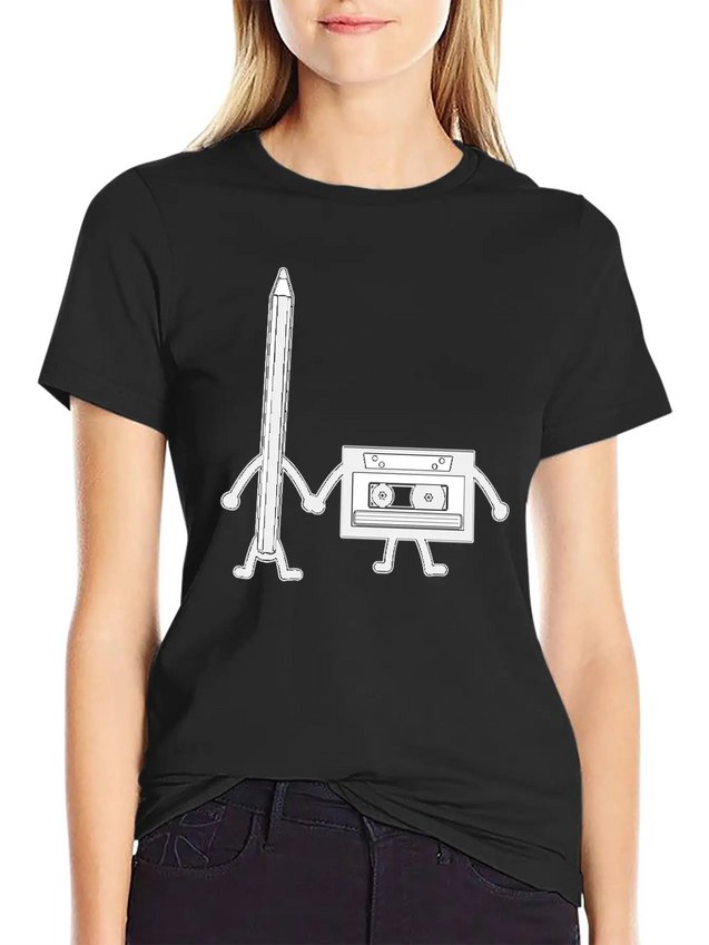 Cassette Pencil Cassette Floppy Disk Retro Gift Lightweight Cotton T-Shirt – Daily Comfort Graphic Shirt