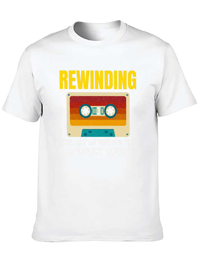 Cassette Tape Rewinding 80s Nostalgia Retro 1980s Lightweight Cotton T-Shirt – Daily Comfort Graphic Shirt