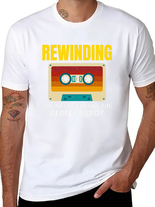 Cassette Tape Rewinding 80s Nostalgia Retro 1980s Lightweight Cotton T-Shirt – Daily Comfort Graphic Shirt