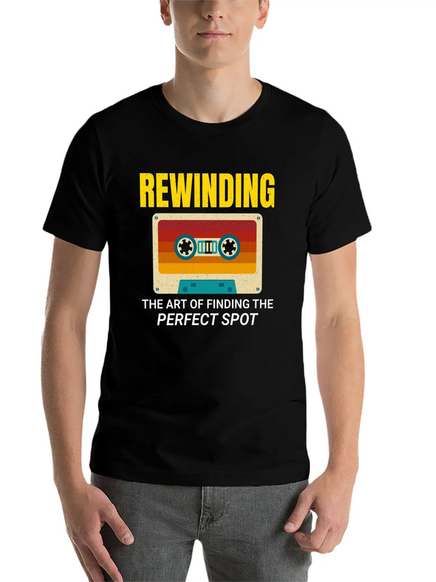Cassette Tape Rewinding 80s Nostalgia Retro 1980s Lightweight Cotton T-Shirt – Daily Comfort Graphic Shirt