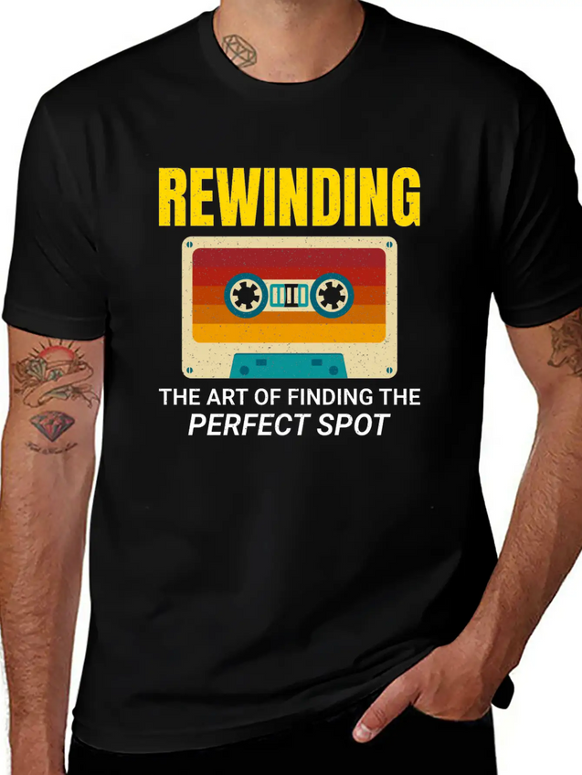 Cassette Tape Rewinding 80s Nostalgia Retro 1980s Lightweight Cotton T-Shirt – Daily Comfort Graphic Shirt
