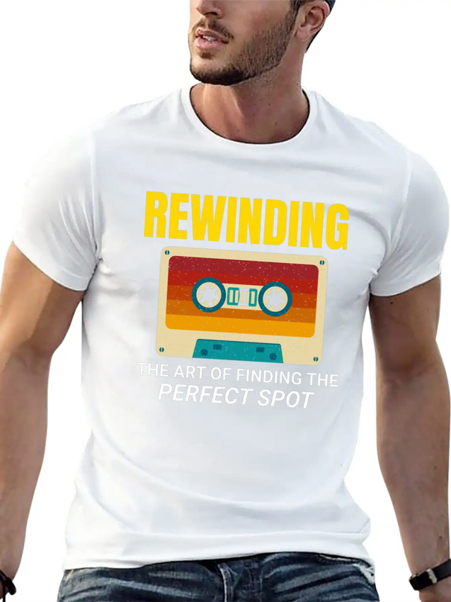 Cassette Tape Rewinding 80s Nostalgia Retro 1980s Lightweight Cotton T-Shirt – Daily Comfort Graphic Shirt
