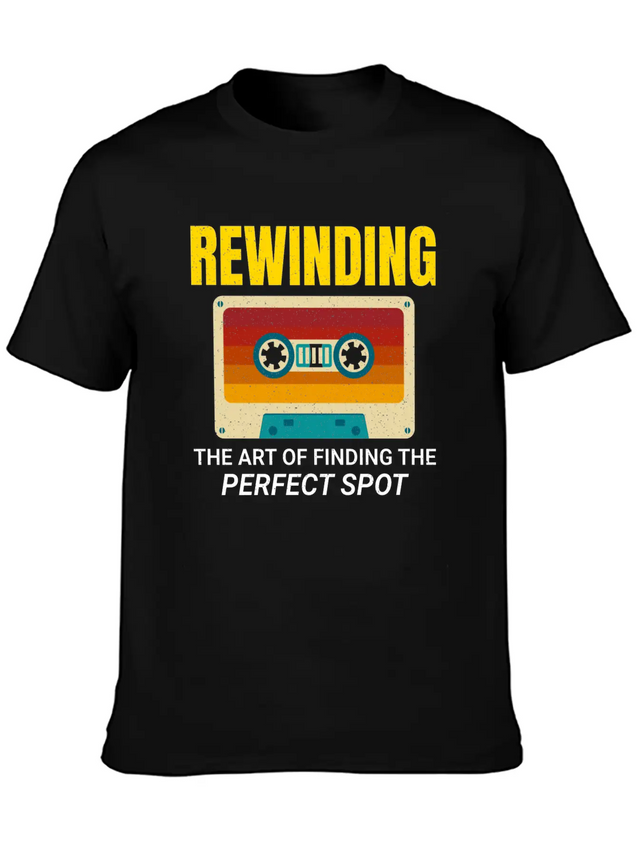 Cassette Tape Rewinding 80s Nostalgia Retro 1980s Lightweight Cotton T-Shirt – Daily Comfort Graphic Shirt
