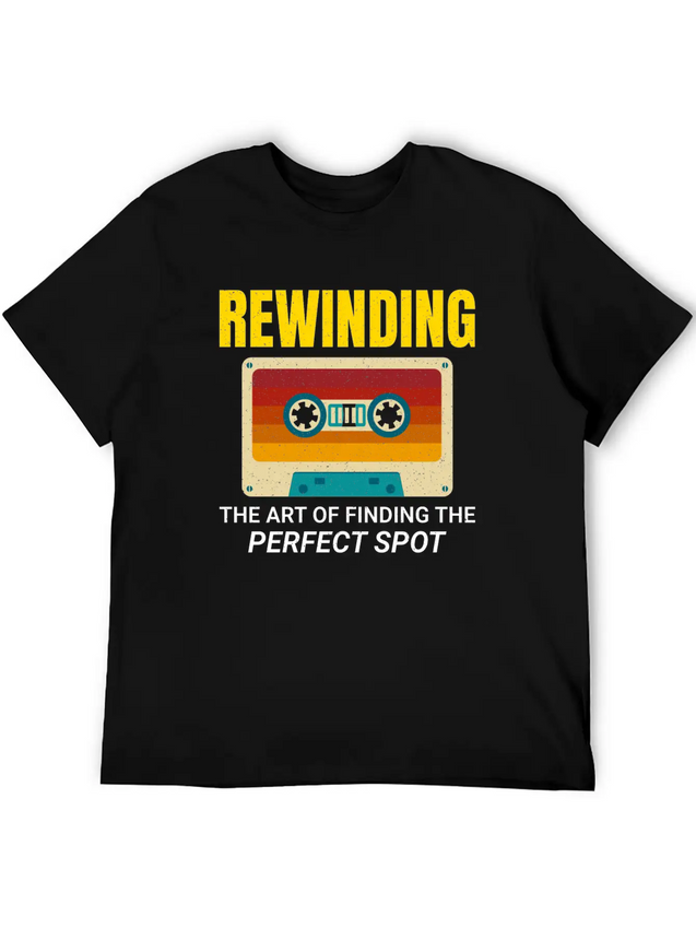 Cassette Tape Rewinding 80s Nostalgia Retro 1980s Lightweight Cotton T-Shirt – Daily Comfort Graphic Shirt