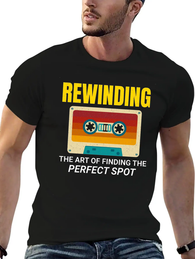 Cassette Tape Rewinding 80s Nostalgia Retro 1980s Lightweight Cotton T-Shirt – Daily Comfort Graphic Shirt