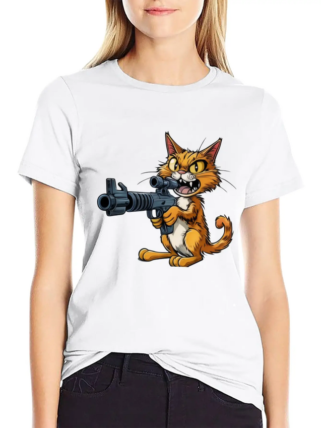Cat Lightweight Cotton T-Shirt – Daily Comfort Graphic Shirt
