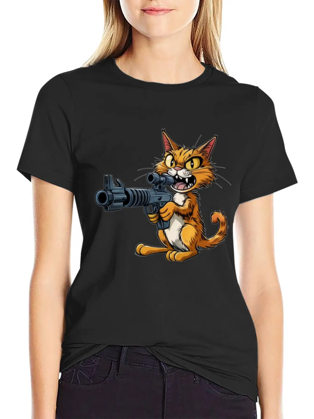 Cat Lightweight Cotton T-Shirt – Daily Comfort Graphic Shirt