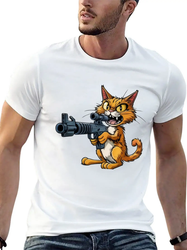 Cat Lightweight Cotton T-Shirt – Daily Comfort Graphic Shirt