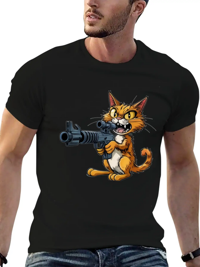 Cat Lightweight Cotton T-Shirt – Daily Comfort Graphic Shirt