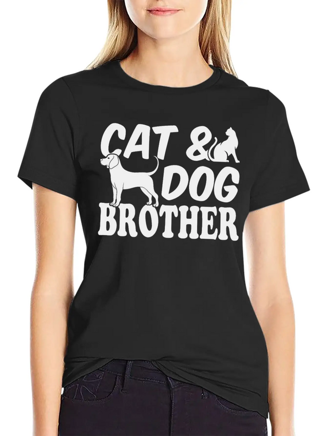 Cat Owner Dog Owner Cat Lover Dog Lover Cat & Dog Lightweight Cotton T-Shirt – Daily Comfort Graphic Shirt