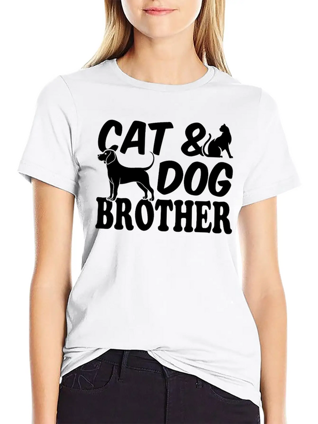 Cat Owner Dog Owner Cat Lover Dog Lover Cat & Dog Lightweight Cotton T-Shirt – Daily Comfort Graphic Shirt