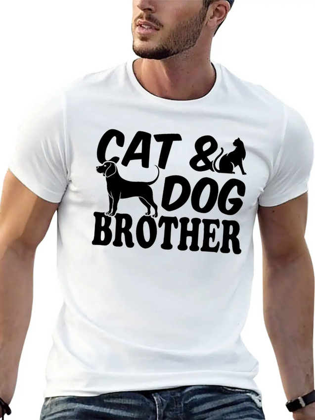 Cat Owner Dog Owner Cat Lover Dog Lover Cat & Dog Lightweight Cotton T-Shirt – Daily Comfort Graphic Shirt
