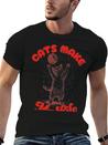 Cats Make My Life Better ~ Vintage Y2k Disco Cat Lightweight Cotton T-Shirt – Daily Comfort Graphic Shirt