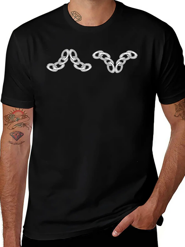 Chain Chains Icon Line Silver Lightweight Cotton T-Shirt – Daily Comfort Graphic Shirt